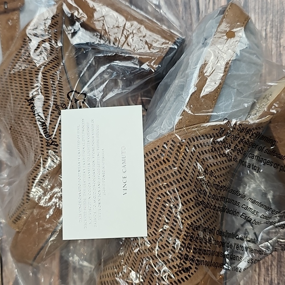 NIB VINCE CAMUTO VV-JENSEYA SEED BROWN PEEP-TOE PERFORATED BOOTIE SANDAL - Picture 10 of 12